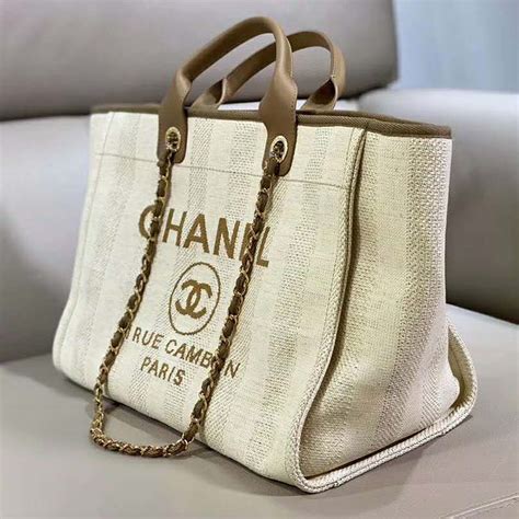 beige chanel shopper